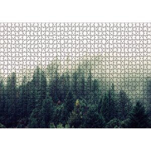 Sisler İçindeki Yemyeşil Orman Puzzle Yapboz Mdf Ahşap 1000 Parça