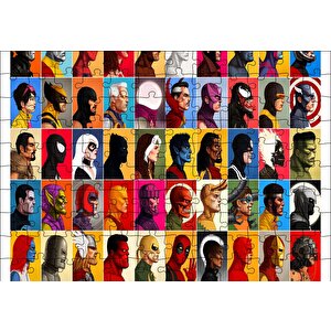 Tüm Süper Kahramanlar Vesikalık Puzzle Yapboz Mdf Ahşap 120 Parça