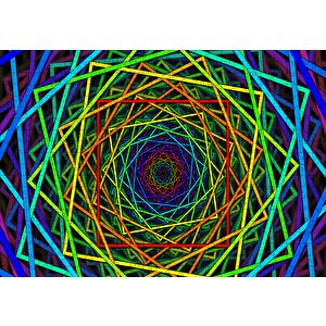 İçiçe Sarmal Renkli Kareler Puzzle Yapboz Mdf Ahşap 500 Parça