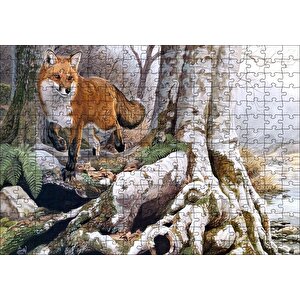 Ormandaki Yaşlı Ağaç Ve Kahverengi Tilki Puzzle Yapboz Mdf Ahşap 255 Parça