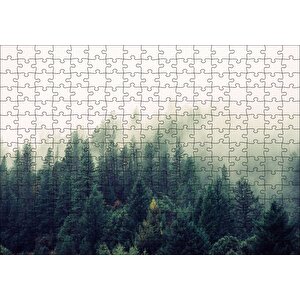 Sisler İçindeki Yemyeşil Orman Puzzle Yapboz Mdf Ahşap 255 Parça