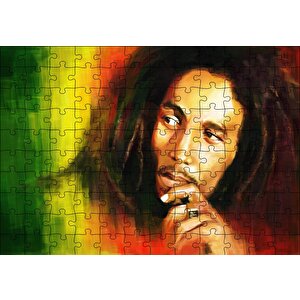 Bob Marley Renkli Portre Çizim Puzzle Yapboz Mdf Ahşap 120 Parça
