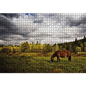 Manzara At Orman Puzzle Yapboz Mdf Ahşap 1000 Parça