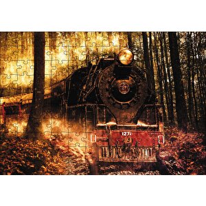 Ormanda Nostaljik Tiren Puzzle Yapboz Mdf Ahşap 120 Parça