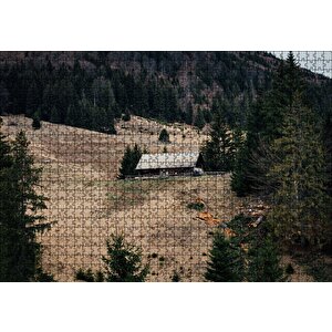 Ormanlar Arasındaki Yalnız Kulübe Puzzle Yapboz Mdf Ahşap 1000 Parça