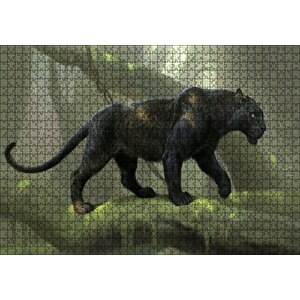 Orman Ve Kara Panter Görseli Puzzle Yapboz Mdf Ahşap 1000 Parça