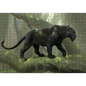 Orman Ve Kara Panter Görseli Puzzle Yapboz Mdf Ahşap 500 Parça