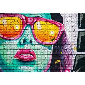 Gözlüklü Kadın Duvar Boyama Puzzle Yapboz Mdf Ahşap 500 Parça