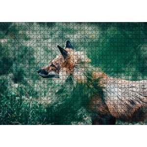 Ormanda Yeşillikler Arasındaki Tilki Puzzle Yapboz Mdf Ahşap 1000 Parça