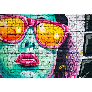 Cakapuzzle  Gözlüklü Kadın Duvar Boyama Puzzle Yapboz Mdf Ahşap