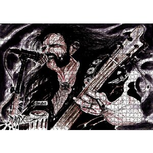 Motörhead Lemmy Kilmister Elektrogitar Karikatürize Çizim Puzzle Yapboz Mdf Ahşap 1000 Parça