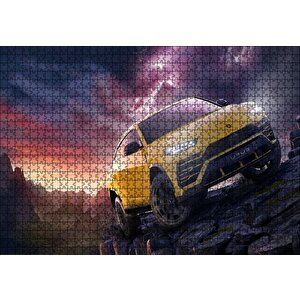 Lamborghini Urus Mor Gökler Ve Şimşekler Puzzle Yapboz Mdf Ahşap 1000 Parça