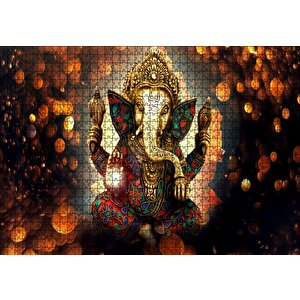 Lord Ganesha Ve Işıklar Puzzle Yapboz Mdf Ahşap 1000 Parça