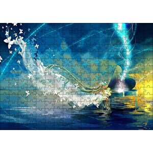 Piyanist Kız Ve Kelebeklerden Elbisesi Puzzle Yapboz Mdf Ahşap 255 Parça