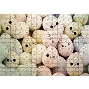 Yüz İfadeli Yumurtalar Puzzle Yapboz Mdf Ahşap 255 Parça
