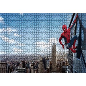 Spider-man Gökdelen Sörfü Puzzle Yapboz Mdf Ahşap 1000 Parça