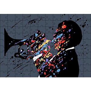 Caz Trompetçi Renkli Mozaik Puzzle Yapboz Mdf Ahşap 120 Parça