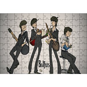 The Beatles Karikatürize Çizim Puzzle Yapboz Mdf Ahşap 120 Parça