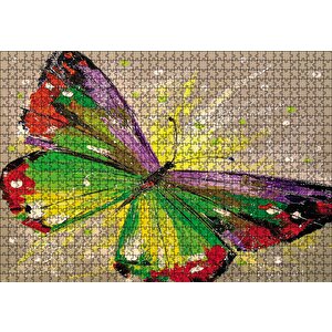 Renkli Kelebek Yağlı Boya Puzzle Yapboz Mdf Ahşap 1000 Parça