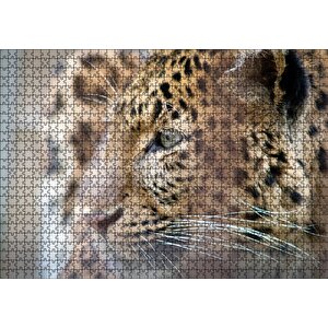 Muhteşem Güzellikteki Leopar Yakın Çekim Puzzle Yapboz Mdf Ahşap 1000 Parça