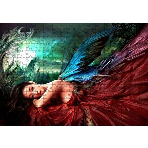 Saten Elbiseli Fantastik Kadın Ve Kanatları Puzzle Yapboz Mdf Ahşap 255 Parça