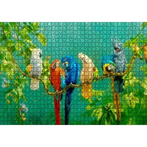 Cakapuzzle  Daldaki Renkli Papğanlar Görseli Puzzle Yapboz Mdf Ahşap