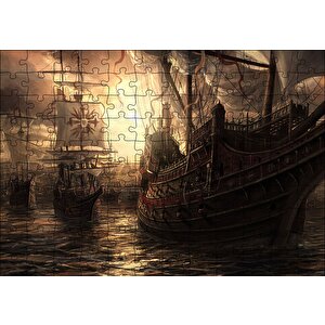 Korsan Gemileri Jolly Roger Puzzle Yapboz Mdf Ahşap 120 Parça
