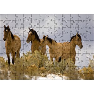 Cakapuzzle  Kahve Rengi Atlar Puzzle Yapboz Mdf Ahşap