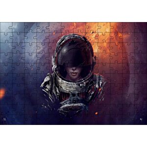 Uzay Güneş Işığı Astronot Görseli Puzzle Yapboz Mdf Ahşap 120 Parça