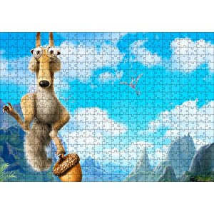 Buz Devri Sincap Scrat Ve Fındık Görseli Puzzle Yapboz Mdf Ahşap 500 Parça