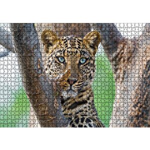 Ağaç Dallarında Genç Leopar Puzzle Yapboz Mdf Ahşap 1000 Parça