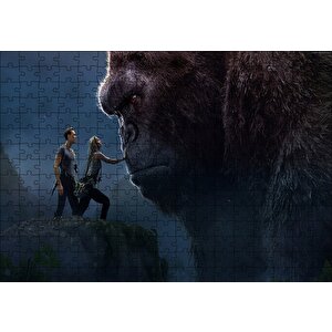 King Kong Ve İnsanlar Puzzle Yapboz Mdf Ahşap 255 Parça
