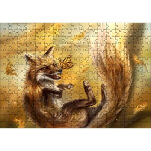 Canavar Tilki Ve Kelebekler Puzzle Yapboz Mdf Ahşap 255 Parça