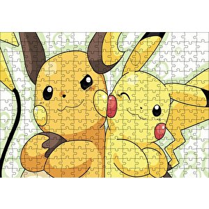 Pikachu And Raichu Puzzle Yapboz Mdf Ahşap 255 Parça
