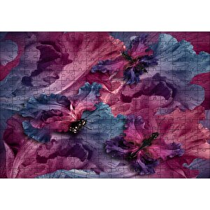 Renkli Kelebekler Görseli Puzzle Yapboz Mdf Ahşap 255 Parça