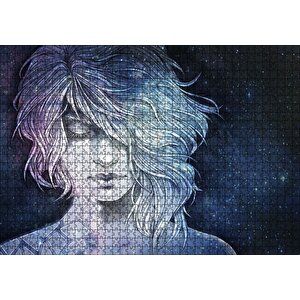 Kız Aynalar Ve Galaksiler Puzzle Yapboz Mdf Ahşap 1000 Parça