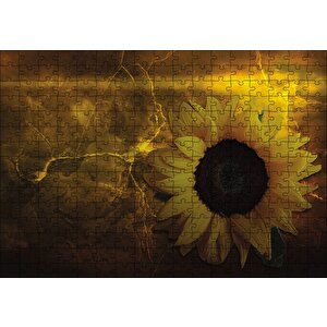 Ayçiçeği Çatlak Zeminde Kadın Figürü Puzzle Yapboz Mdf Ahşap 255 Parça