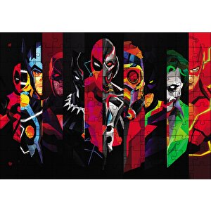 Marvel Low Poly Tüm Karakterler Puzzle Yapboz Mdf Ahşap 120 Parça