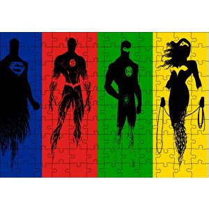 Süperman Flash Green Lantern Wonder Woman Puzzle Yapboz Mdf Ahşap 120 Parça