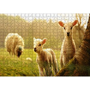 Koyun Kuzular Görseli Puzzle Yapboz Mdf Ahşap 500 Parça
