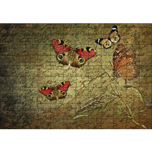 Mektup Zemininde Kelebekler Puzzle Yapboz Mdf Ahşap 120 Parça