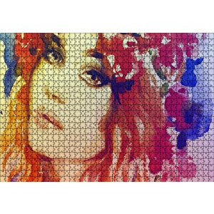 Kadın Suluboya Çizim Görsel Puzzle Yapboz Mdf Ahşap 1000 Parça
