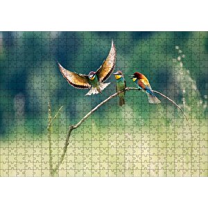 Bir Dalda Renkli Kuşlar Puzzle Yapboz Mdf Ahşap 500 Parça