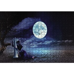 Gecede Üzgün Kadın Fantastik Puzzle Yapboz Mdf Ahşap 500 Parça