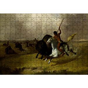Kızılderililerin Buffalo Avı Puzzle Yapboz Mdf Ahşap 255 Parça