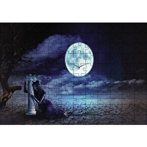 Gecede Üzgün Kadın Fantastik Puzzle Yapboz Mdf Ahşap 120 Parça