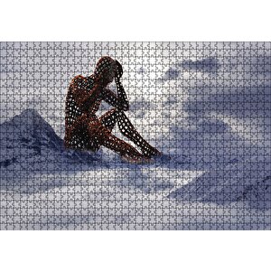 Yalnız Düşünen İnsan Figürü Puzzle Yapboz Mdf Ahşap 1000 Parça