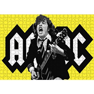 Acdc Angus Young Sarı Zemin Puzzle Yapboz Mdf Ahşap 500 Parça