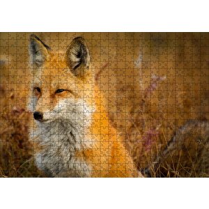Kahverengi Tilki Ve Çayırlar Puzzle Yapboz Mdf Ahşap 500 Parça