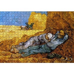 Çiftçi Karı Koca Ve Saman Balyaları Puzzle Yapboz Mdf Ahşap 500 Parça
